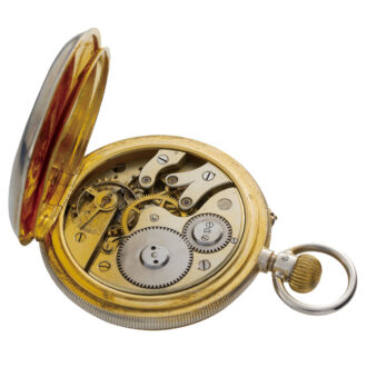 Swiss silver gilt hunter with jumping hours and minutes Circa 1887 Swiss silver gilt hunter with jumping hours and minutes Circa 1887