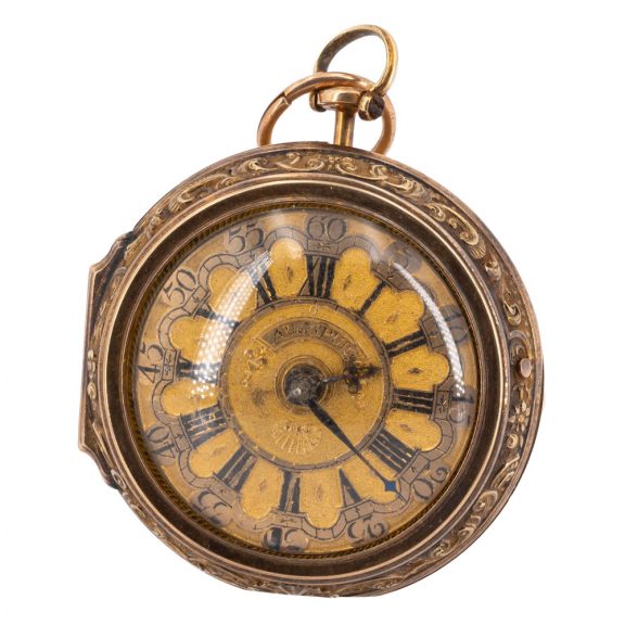German 22K gold open faced repoussé lever watch Circa 1880 German 22K gold open faced repoussé lever watch Circa 1880
