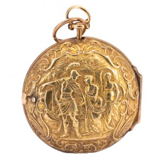 German 22K gold open faced repoussé lever watch Circa 1880