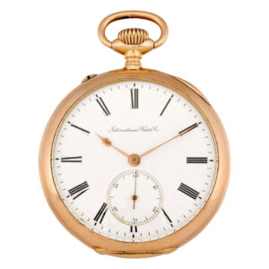 Swiss 14K rose gold open faced lever pocket watch Circa 1905