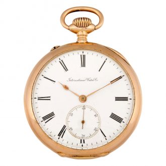 Swiss 14K rose gold open faced lever pocket watch Circa 1905