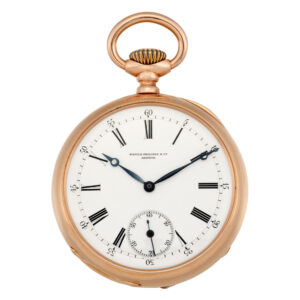 Swiss 18K rose gold open faced lever pocket watch Circa 1885