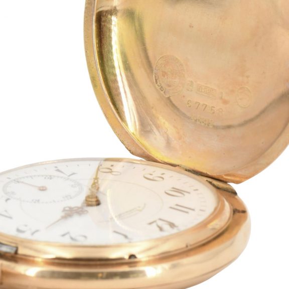 Swiss 14 carat rose gold hunting cased lever watch Circa 1910 Swiss 14 carat rose gold hunting cased lever watch Circa 1910