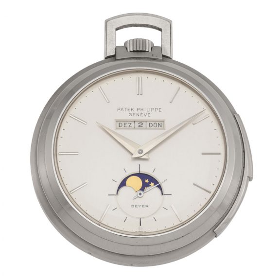 Unique Swiss 18K white gold complicated lever watch Circa 1972