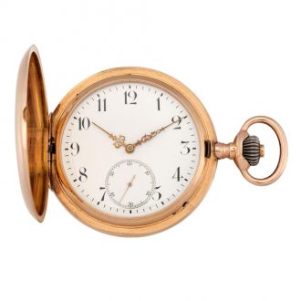 Swiss rose gold hunting cased lever pocket watch Circa 1905