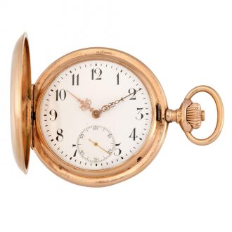Swiss rose gold hunting cased lever pocket watch Circa 1905