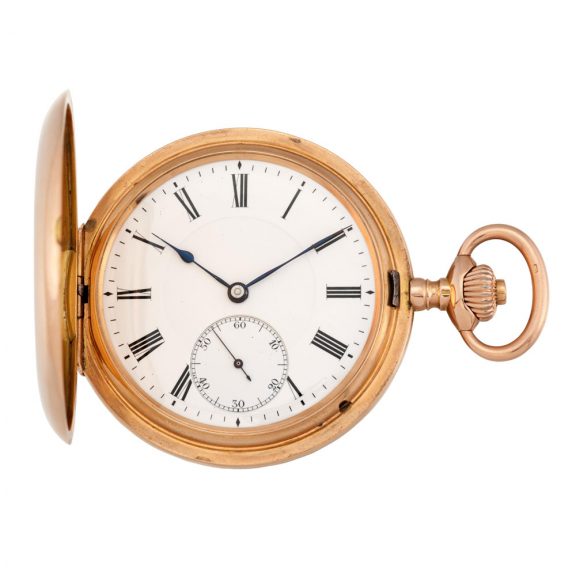 Swiss rose gold hunting cased lever pocket watch Circa 1912 Swiss rose gold hunting cased lever pocket watch Circa 1912