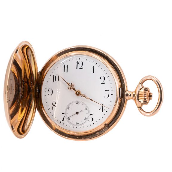 Large Swiss 14 carat rose gold hunting cased lever Circa 1905