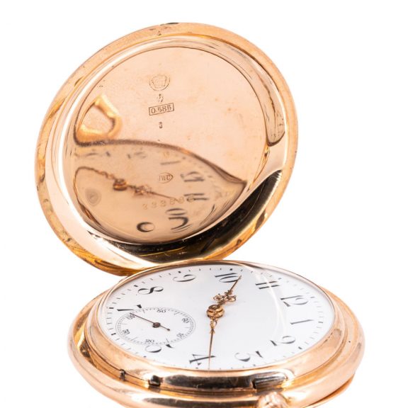 Large Swiss 14 carat rose gold hunting cased lever Circa 1905 Large Swiss 14 carat rose gold hunting cased lever Circa 1905