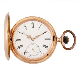 Swiss rose gold hunting cased lever pocket watch Circa 1900 Swiss rose gold hunting cased lever pocket watch Circa 1900