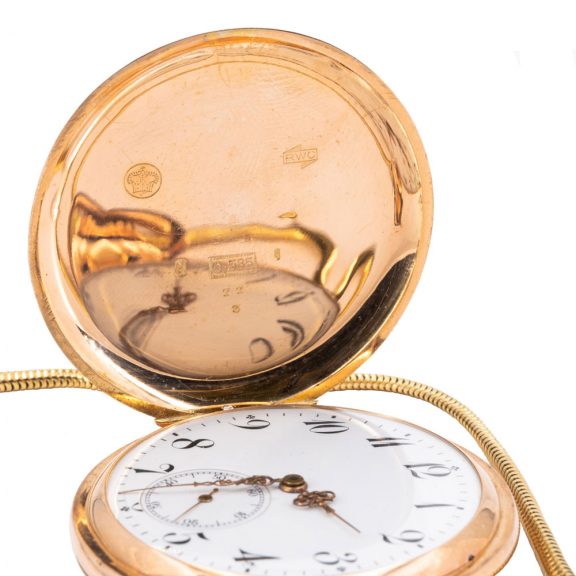 Swiss 18 carat rose gold hunting cased lever watch Circa 1905 Swiss 18 carat rose gold hunting cased lever watch Circa 1905