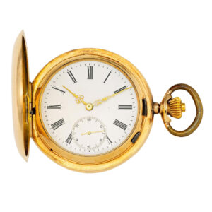 Fine Swiss 18 carat gold hunting cased lever watch Circa 1890