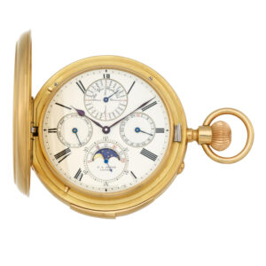 Fine English 18 carat gold complicated lever watch Circa 1880