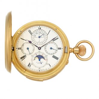 Fine English 18 carat gold complicated lever watch Circa 1880