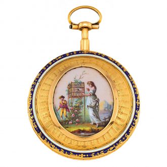French gold and enamel key wound pocket watch Circa 1810