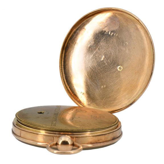 French 18K rose gold open faced cylinder watch Circa 1820 French 18K rose gold open faced cylinder watch Circa 1820