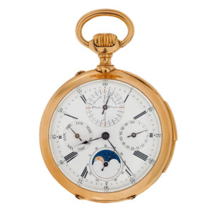 Important Swiss 18K gold open faced complicated watch Circa 1900