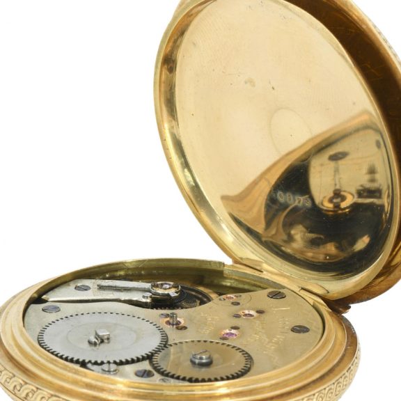 German 18K rose gold hunting cased lever with chain Circa 1867 German 18K rose gold hunting cased lever with chain Circa 1867