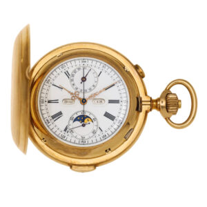 Swiss chronograph with triple calendar and moon phases Circa 1895