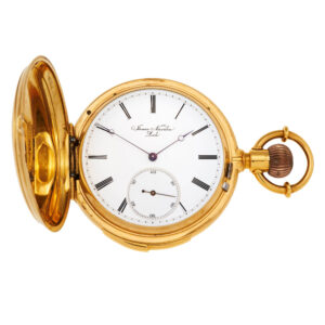 Swiss 18K gold minute repeating lever pocket watch Circa 1890