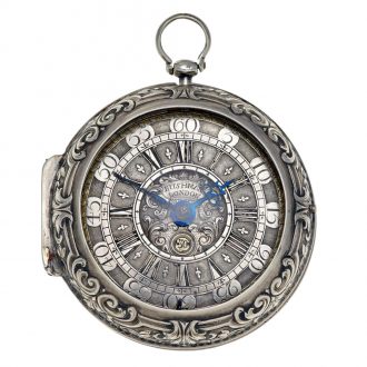 English silver open faced key wound verge pocket watch Circa 1700