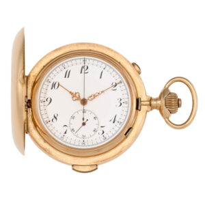 Swiss rose gold hunting cased lever chronograph Circa 1896