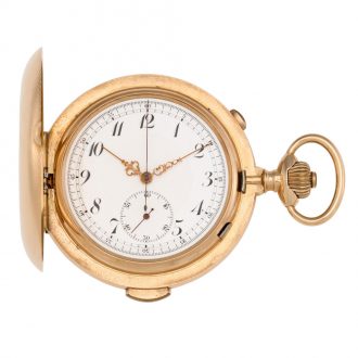 Swiss rose gold hunting cased lever chronograph Circa 1896
