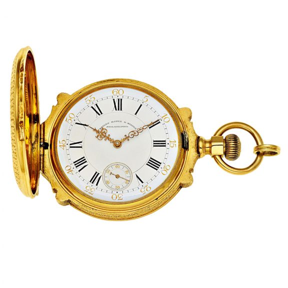 Fine Swiss 18 carat gold hunting cased lever watch Circa 1880