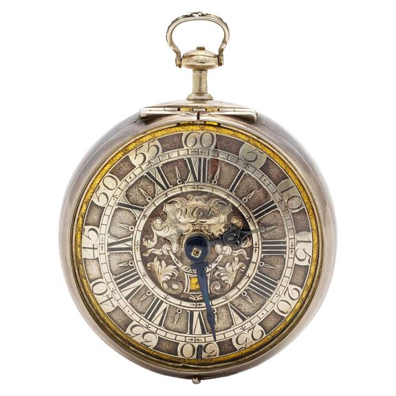 English silver open faced verge watch with date Circa 1710 English silver open faced verge watch with date Circa 1710