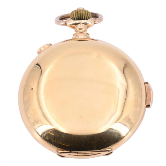 Swiss gold hunting cased complicated lever watch Circa 1900 Swiss gold hunting cased complicated lever watch Circa 1900