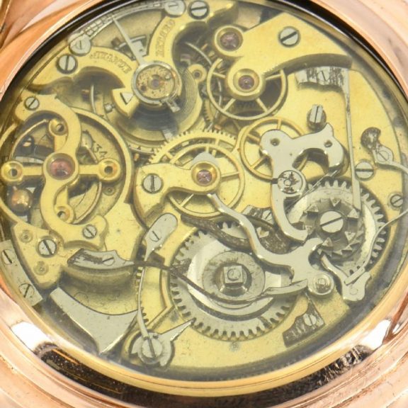 Swiss gold hunting cased complicated lever watch Circa 1900 Swiss gold hunting cased complicated lever watch Circa 1900