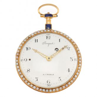 French 18K gold, enamel and pearl set verge watch Circa 1790