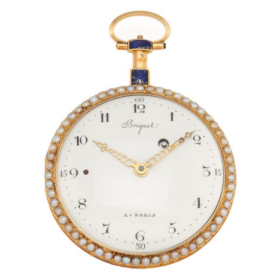 French 18K gold, enamel and pearl set verge watch Circa 1790 French 18K gold, enamel and pearl set verge watch Circa 1790