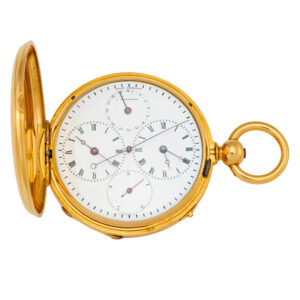 Swiss 18 carat gold lever with center seconds and diablotine Circa 1870