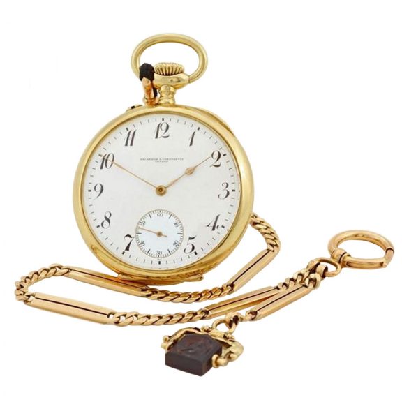 Swiss rose gold hunting cased lever with chain Circa 1895