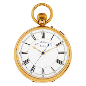 English gold deck watch with stoppable center seconds Circa 1850