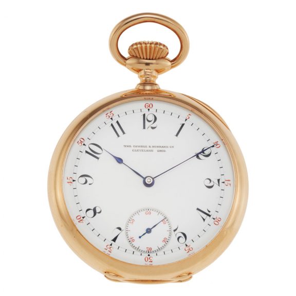 Swiss 18K rose gold open faced lever pocket watch Circa 1900