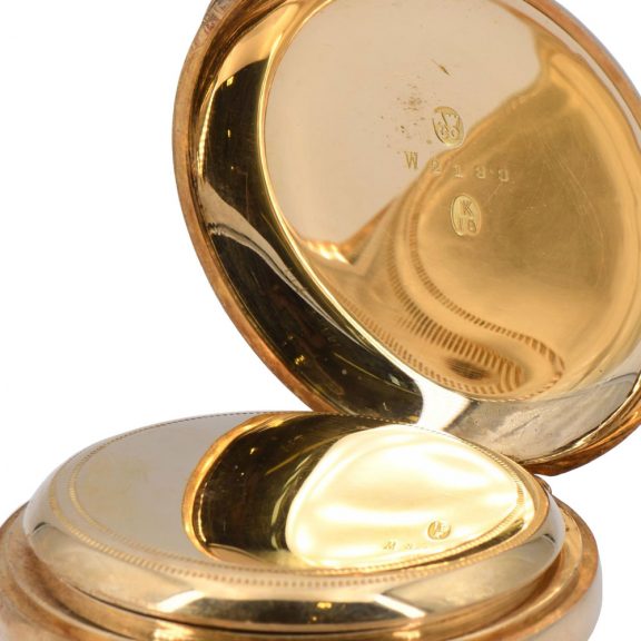 American gold hunting cased lever chronograph Circa 1880 American gold hunting cased lever chronograph Circa 1880