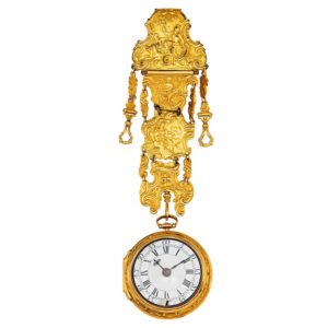 English gold key wound verge with chatelaine Circa 1750