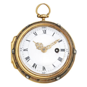 English agate and gold open faced verge watch Circa 1750