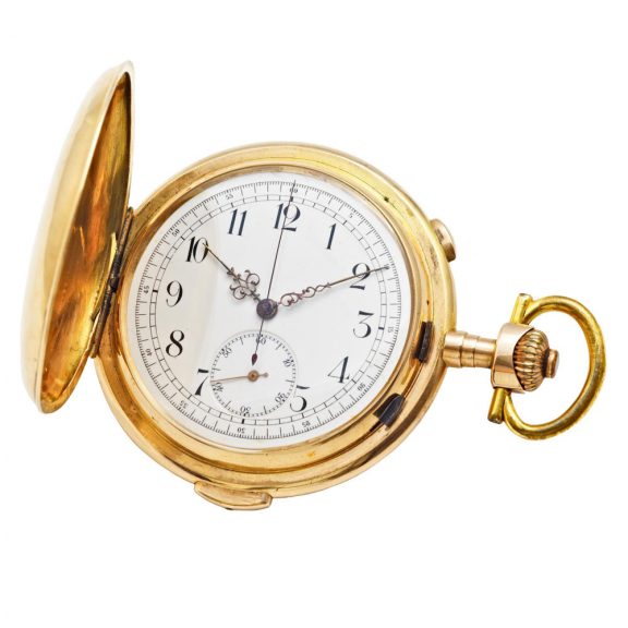 Swiss rose gold lever watch with chronograph Circa 1900 Swiss rose gold lever watch with chronograph Circa 1900