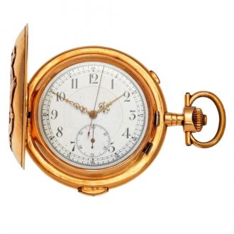 Swiss 18 carat rose gold quarter repeating lever chronograph Circa 1896