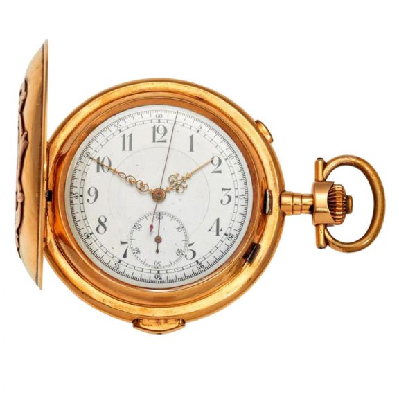 Swiss 18 carat rose gold quarter repeating lever chronograph Circa 1896
