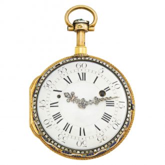 French gold, enamel and stone set repeating verge watch Circa 1770