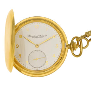 Swiss 18K gold hunting cased lever watch with chain Circa 1950