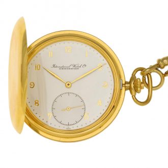 Swiss 18K gold hunting cased lever watch with chain Circa 1950