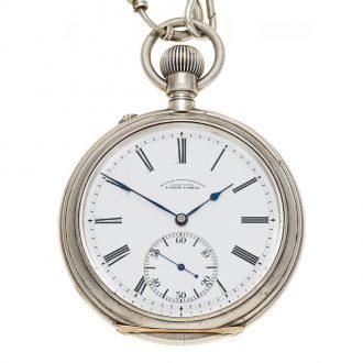 Large German silver open faced lever watch with chain Circa 1920