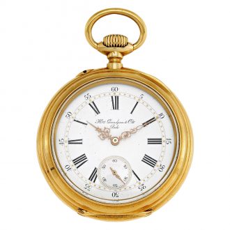 Swiss 18 carat gold open faced lever pocket watch Circa 1890