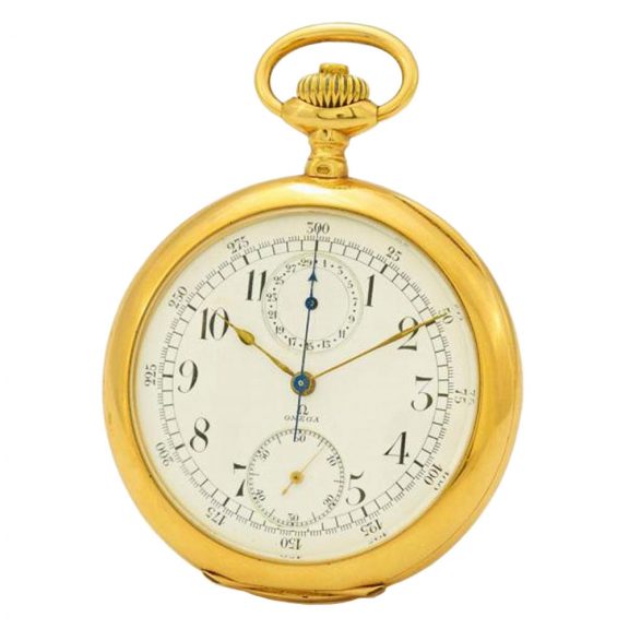 Swiss 18K rose gold open faced lever chronograph Circa 1905