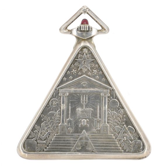 Swiss silver triangle form lever Masonic watch Circa 1904 Swiss silver triangle form lever Masonic watch Circa 1904